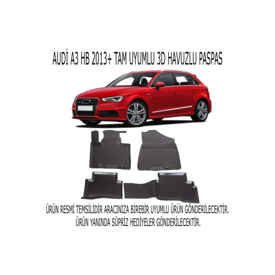 Audi A3 Hb2012+ 3d Havuzlu Paspas 1. Kalite Kokusuz (hediyeli)