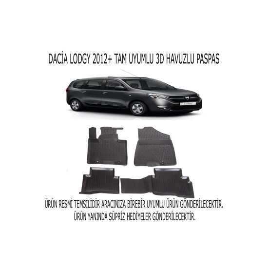 Dacia Lodgy 2012+ 3d Havuzlu Paspas 1. Kalite Kokusuz (hediyeli)