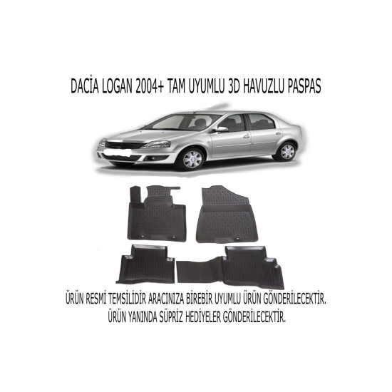 Dacia Logan 2004-2012 3d Havuzlu Paspas 1. Kalite Kokusuz (hediyeli)