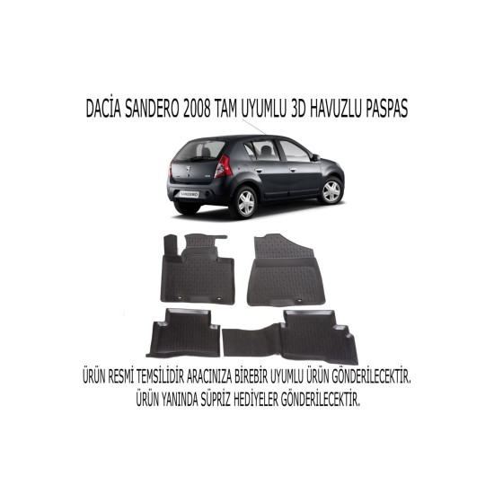 Dacia Sandero 2008+ 3d Havuzlu Paspas 1. Kalite Kokusuz (hediyeli)