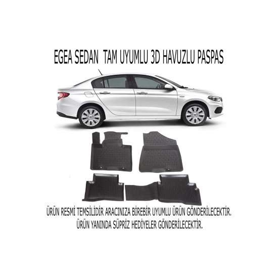 Fiat Egea Sedan 2015+ 3d Havuzlu Paspas 1. Kalite Kokusuz (hediyeli)