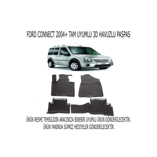 Ford Connect 2004+ 3d Havuzlu Paspas 1. Kalite Kokusuz (hediyeli)