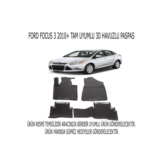 Ford Focus 3 2010-2014 3d Havuzlu Paspas 1. Kalite Kokusuz (hediyeli)