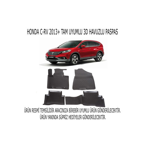 Honda Cr-v 2013+ 3d Havuzlu Paspas 1. Kalite Kokusuz (hediyeli)