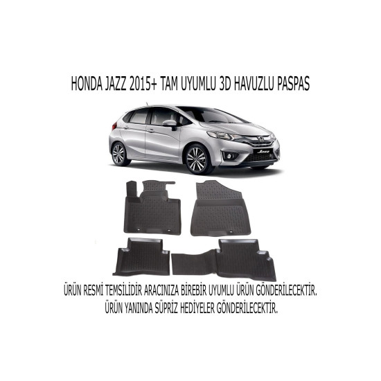 Honda Jazz 2015+ 3d Havuzlu Paspas 1. Kalite Kokusuz (hediyeli)