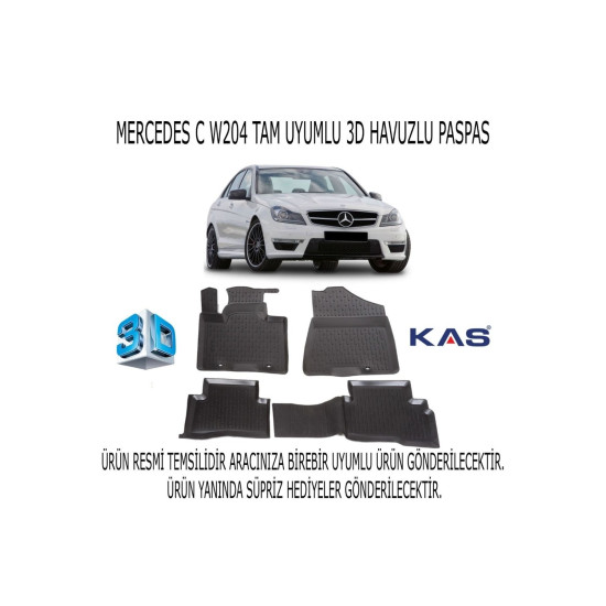 Mercedes C (w204) 2007-2013 3d Havuzlu Paspas 1. Kalite Kokusuz (hediyeli)