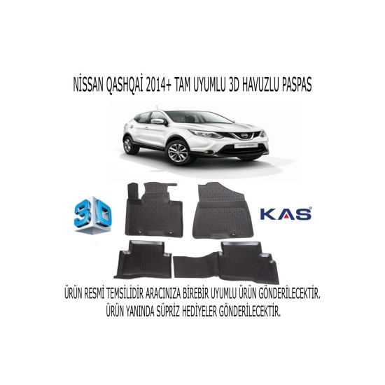 Nissan Qashqai 2014+ 3d Havuzlu Paspas 1. Kalite Kokusuz (hediyeli)