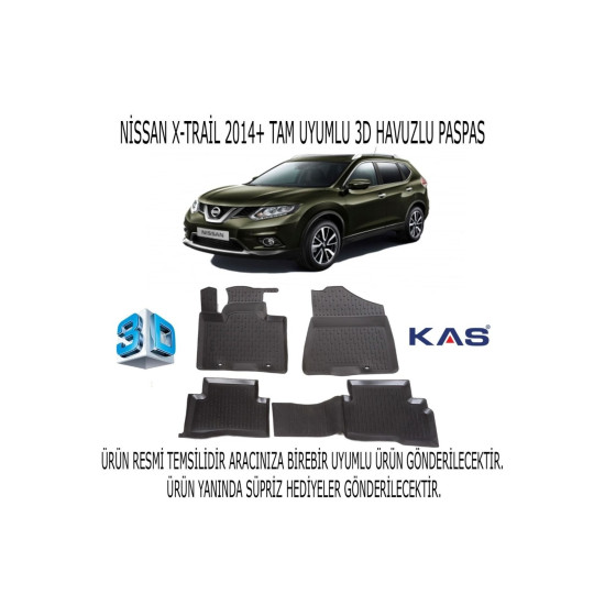 Nissan X-trail 2014+ 3d Havuzlu Paspas 1. Kalite Kokusuz (hediyeli)