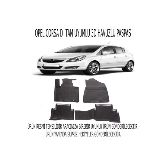 Opel Corsa D 2007-2014 3d Havuzlu Paspas 1. Kalite Kokusuz (hediyeli)