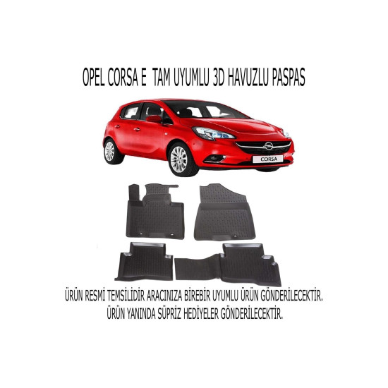 Opel Corsa E 2015+ 3d Havuzlu Paspas 1. Kalite Kokusuz (hediyeli)