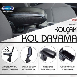 Renault Clio 4 Kol Dayama Deri Kolçak 2012-2019 Siyah