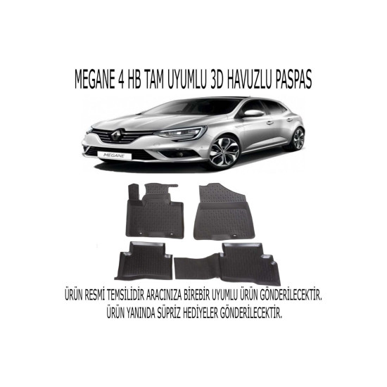 Renault Megane 4 Hb 2016+ 3d Havuzlu Paspas 1. Kalite Kokusuz (hediyeli)