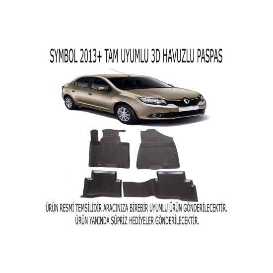 Renault Symbol 2013+ 3d Havuzlu Paspas 1. Kalite Kokusuz (hediyeli)