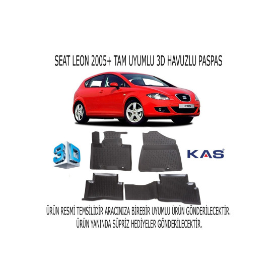 Seat Leon 2005-2012 3d Havuzlu Paspas 1. Kalite Kokusuz (hediyeli)