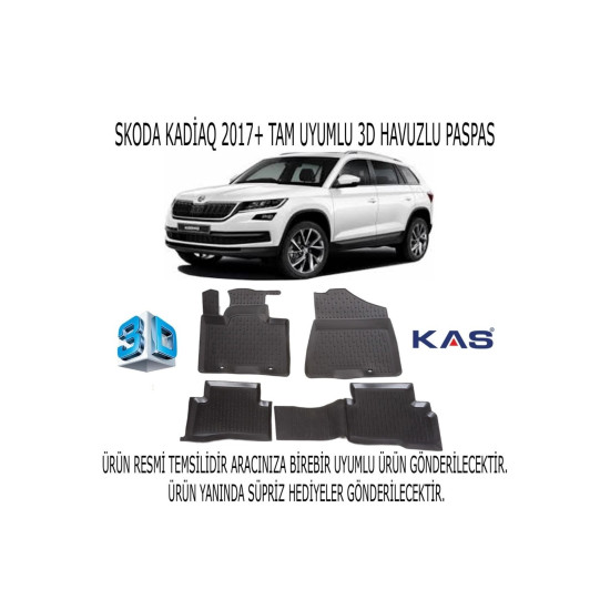 Skoda Kadiaq 2017+ 3d Havuzlu Paspas 1. Kalite Kokusuz (hediyeli)