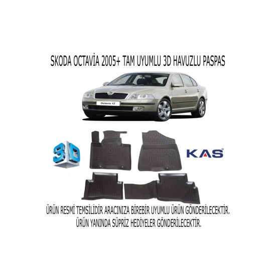 Skoda Octavia 2005-2012 3d Havuzlu Paspas 1. Kalite Kokusuz (hediyeli)