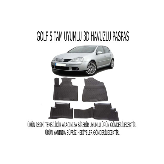 Vw Golf 5 2004-2008 3d Havuzlu Paspas 1. Kalite Kokusuz (hediyeli)