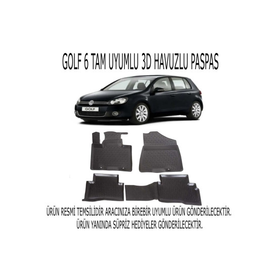 Vw Golf 6 2009-2012 3d Havuzlu Paspas 1. Kalite Kokusuz (hediyeli)