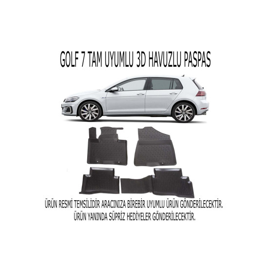 Vw Golf 7 2013+ 3d Havuzlu Paspas 1. Kalite Kokusuz (hediyeli)