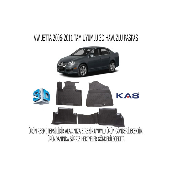 Vw Jetta 2006-2011 3d Havuzlu Paspas 1. Kalite Kokusuz (hediyeli)