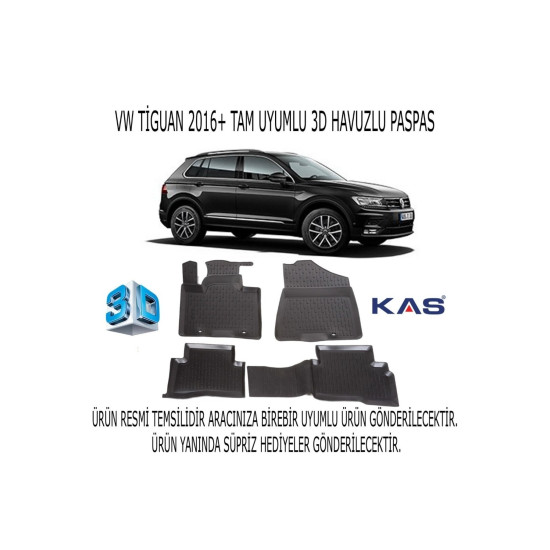 Vw Tiguan 2016+ 3d Havuzlu Paspas 1. Kalite Kokusuz (hediyeli)