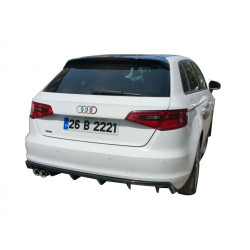 Audi A3 8V 2012 - 2016 Plastik Arka Tampon Eki - Difüzör (Plastik)