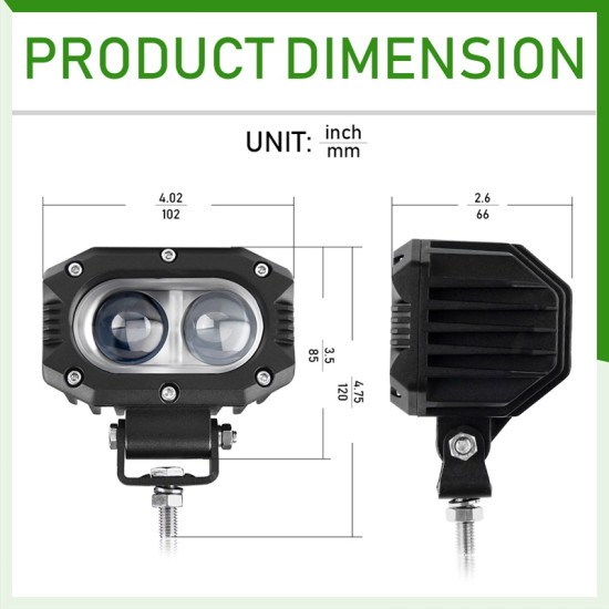 Offroad sis lambası  beyaz-amber çakarsız 40w 12-30v adet / LASS298