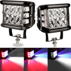 Space Offroad sis lambası beyaz-kırmızı-mavi 12 led 36w çift / LASS319-1