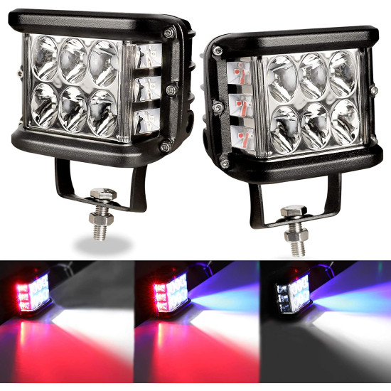 Space Offroad sis lambası beyaz-kırmızı-mavi 12 led 36w çift / LASS319-1