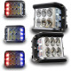 Space Offroad sis lambası beyaz-kırmızı-mavi 12 led 36w çift / LASS319-1