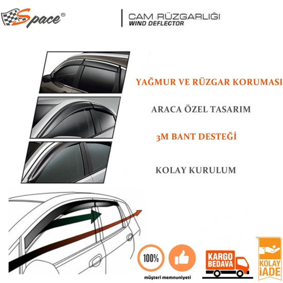 Space Cam Rüzgarlığı 1.2mm Honda Civic 2012 4'lü Set / CARU360