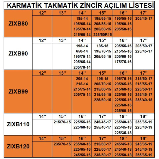 Space Takmatik Pratik Kullanışlı Kar Zinciri Tüm Lastik Ölçüleri İçin Grup:11